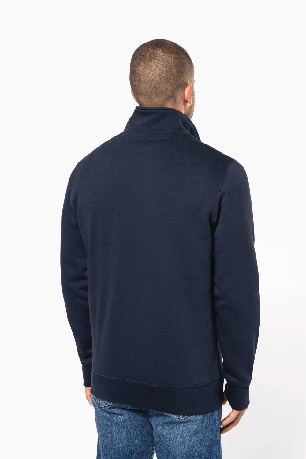 Sweat-shirt coton polyester homme K487 col zippé marine TopTex