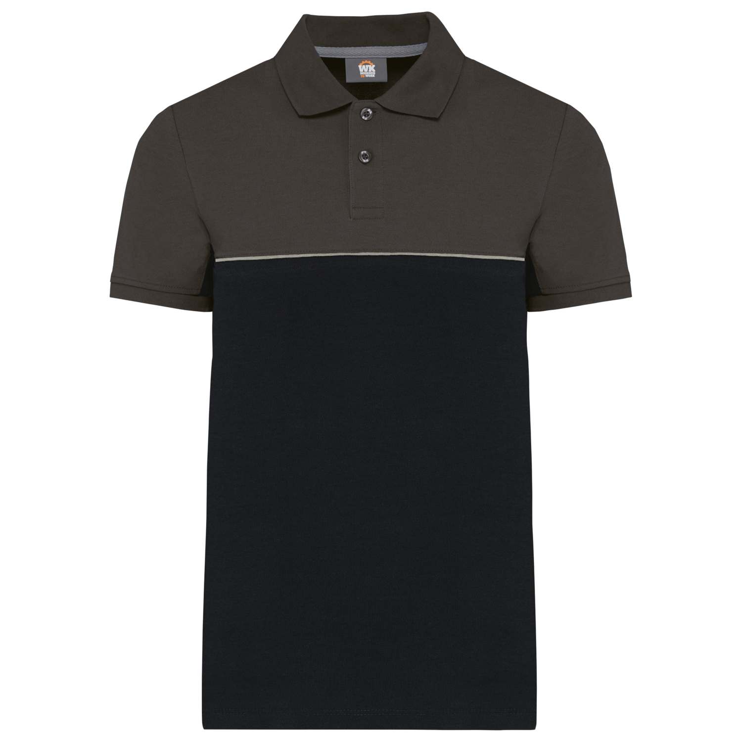 Polo coton peigné polyester recyclé mixte WK210 noir/gris