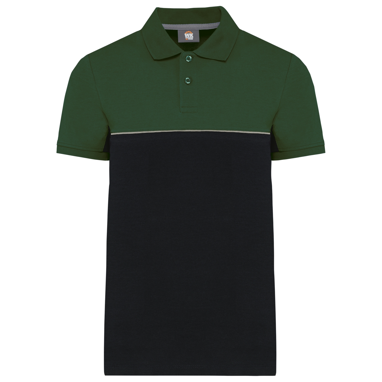Polo coton peigné polyester recyclé mixte WK210 noir/vert