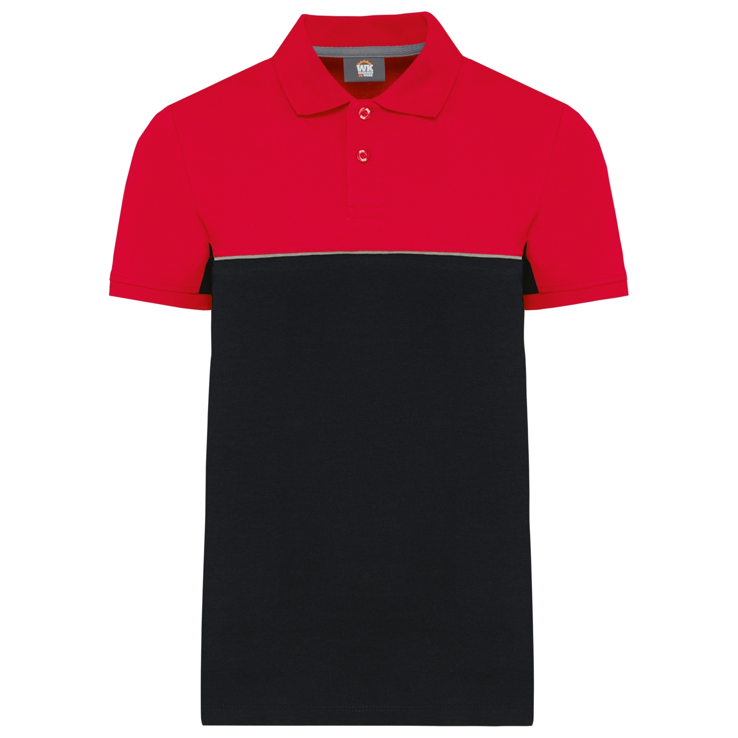 Polo coton peigné polyester recyclé mixte WK210 noir/rouge