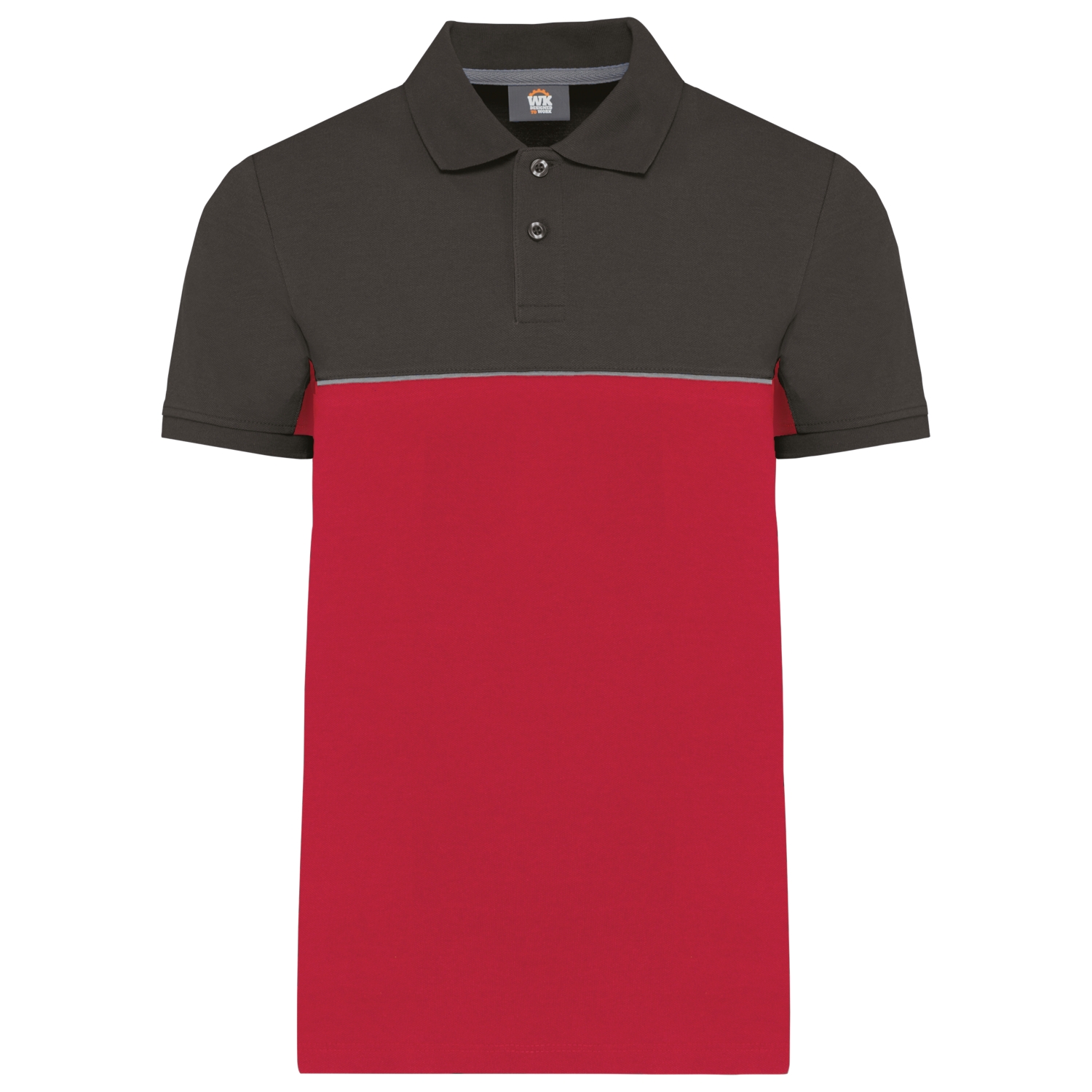 Polo coton peigné polyester recyclé mixte WK210 rouge/gris