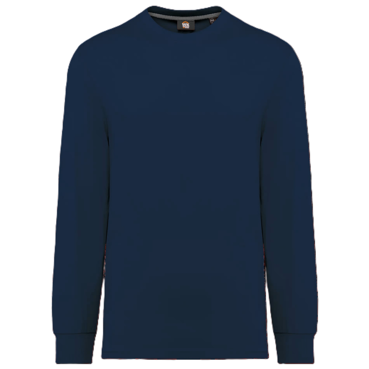 Tee-shirt coton biologique mixte WK303 col en bord-côte manches longues navy