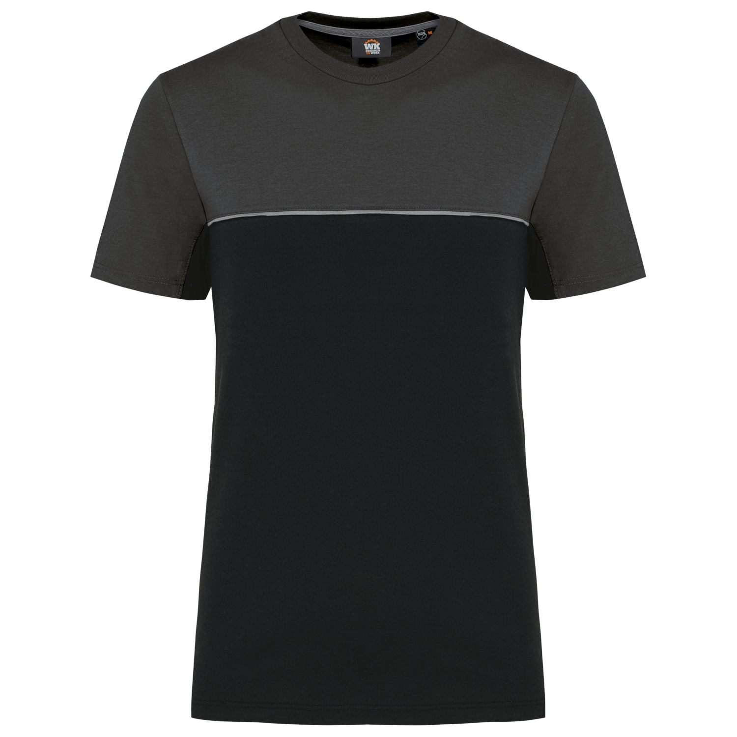 T-shirt coton peigné polyester recyclé mixte WK304 noir/gris