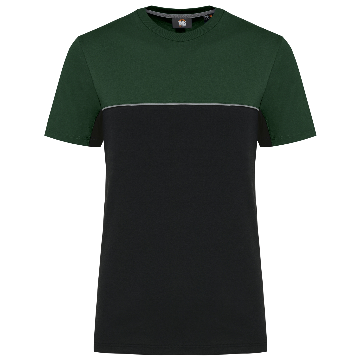 T-shirt coton peigné polyester recyclé mixte WK304 noir/vert