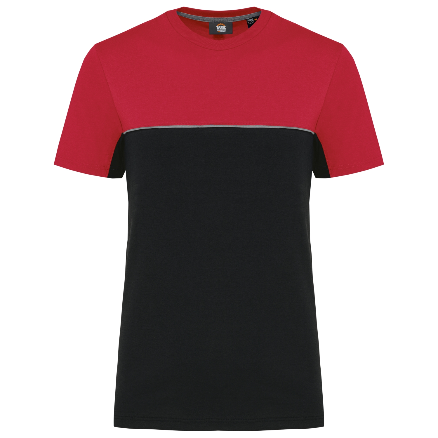 T-shirt coton peigné polyester recyclé mixte WK304 noir/rouge