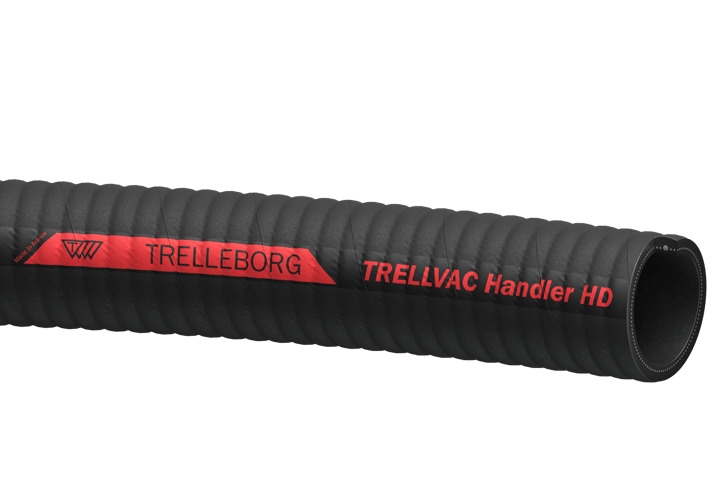 Tuyau Trellvac Handler MD revêtement SBR aspect ondulé noir bande rouge Trelleborg