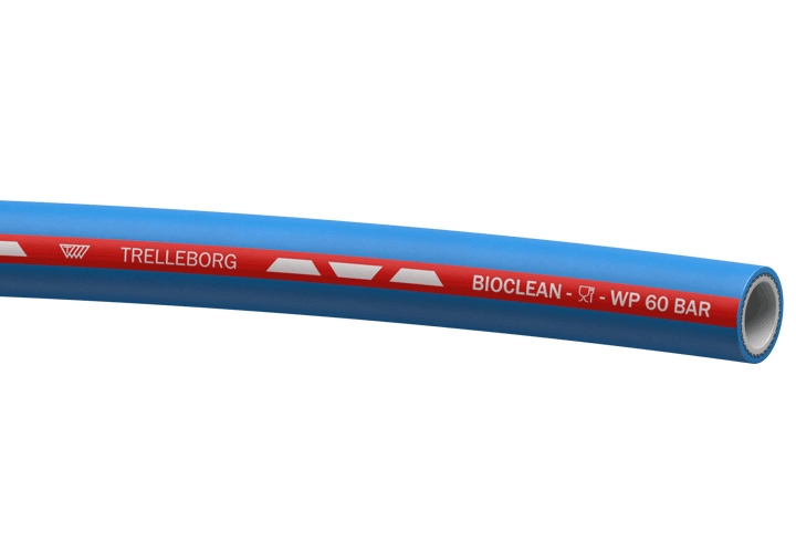  Tuyau Bioclean revêtement NBR PVC lisse bleu bande rouge 