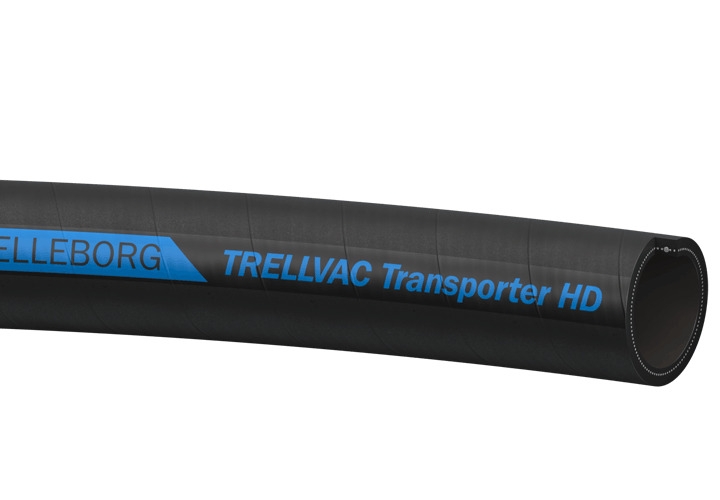 Tuyau Trellvac Transport HD revêtement SBR aspect grain toilé noir marquage bleu Trelleborg