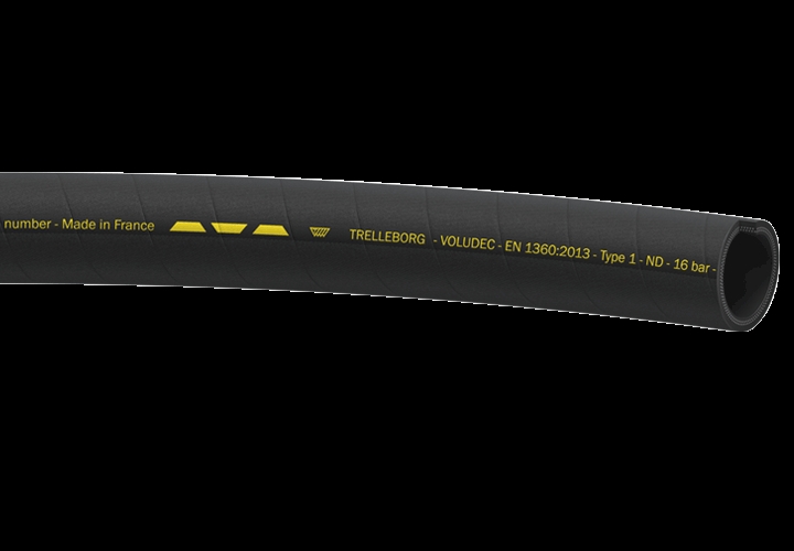 Tuyau Voludec revêtement NBR PVC lisse noir marquage jaune Trelleborg