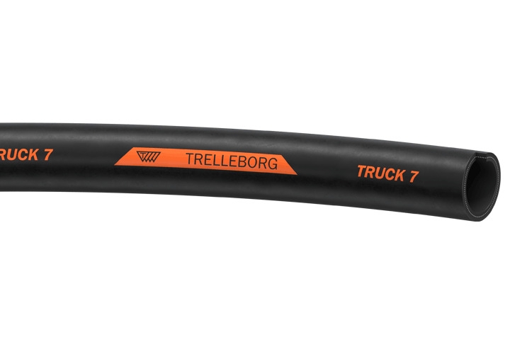 Tuyau Truck 7 revêtement SBR aspect grain toilé noir bande orange Trelleborg