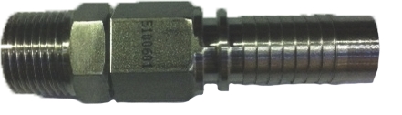 Raccord mâle tournant BSPT inox 316L pour tuyau cranté/collerette et ressort Trelleborg