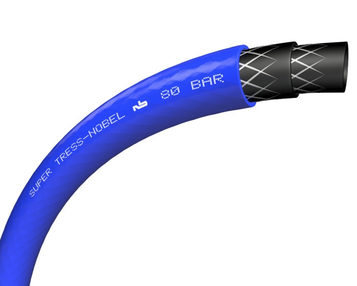 Tuyau Super Tress Nobel revêtement PVC souple bleu fonce marquage blanc Tricoflex