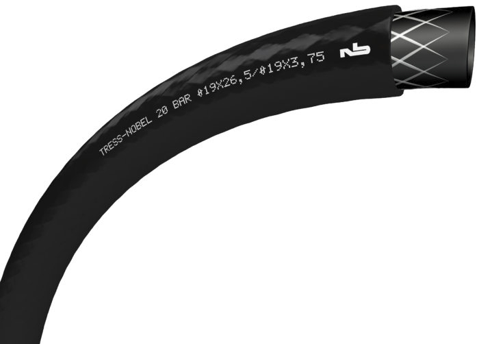 Tuyau Tress Nobel 20bar revêtement PVC souple noir marquage blanc Tricoflex