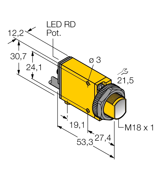 Capteur photoélectrique détecteur en mode rétro-réflectif SM312LV Turck Banner