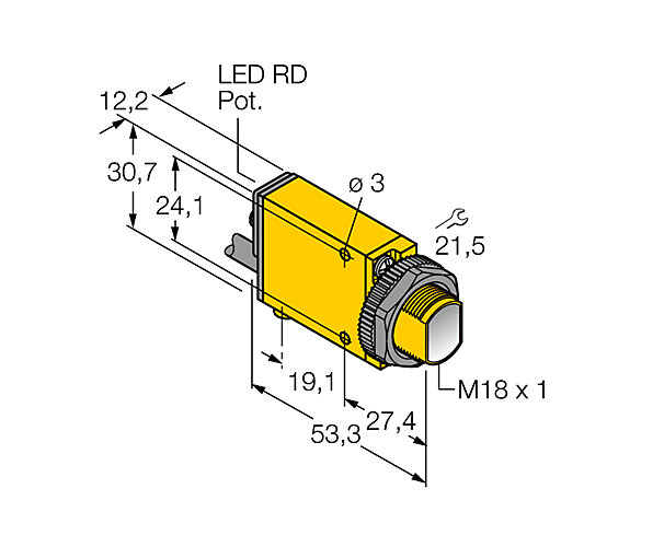 Capteur photoélectrique détecteur en mode rétro-réflectif SM312LV Turck Banner