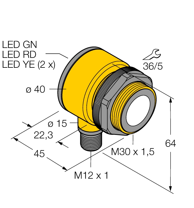 Détecteur ultrasonique - Détecteur en mode diffus M12 200…2000 mm Turck Banner