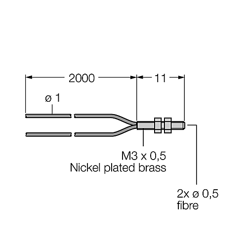 Fibre optique en plastique M3 ø 0,5 mm longueur 1.8 m PBT26U Turck Banner