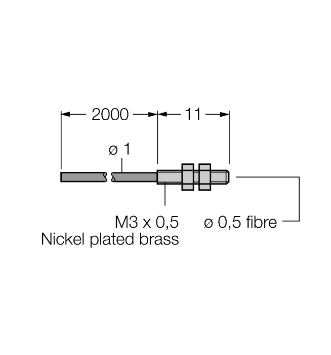 Fibre optique en plastique M3 ø 0,5 mm longueur 1.8 m PIT26U Turck Banner