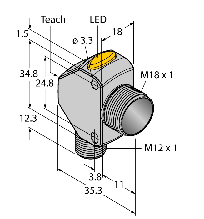 Détecteur photoélectrique laser portée 300 mm M12 Turck Banner