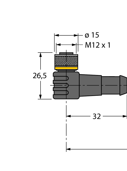 Câble de raccordement PVC 25 mètres avec connecteur M12 femelle coudé 4P (écrou inox) Turck Banner