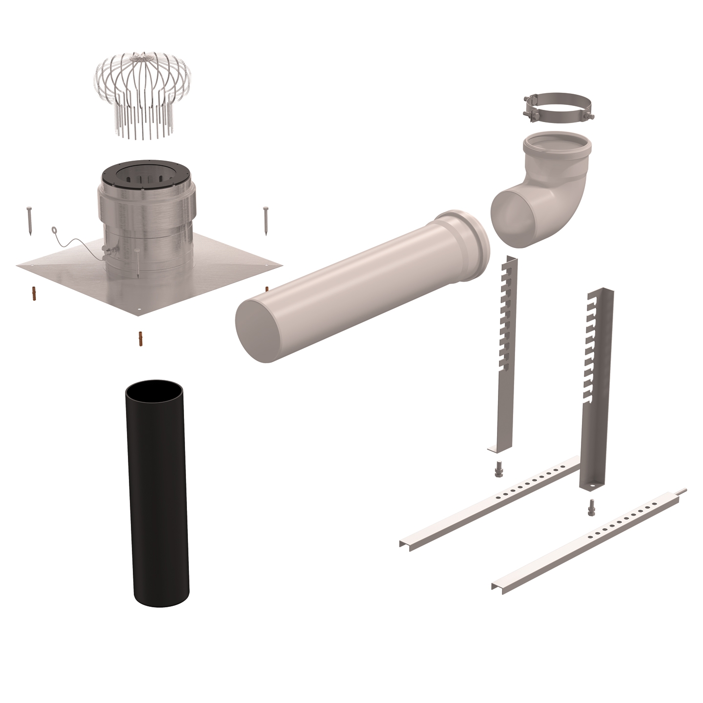 Kit mural rigide Chemilux B22p et B23p Ø125 Ubbink
