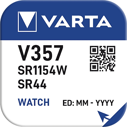Pile bouton SR44 type V357 Varta