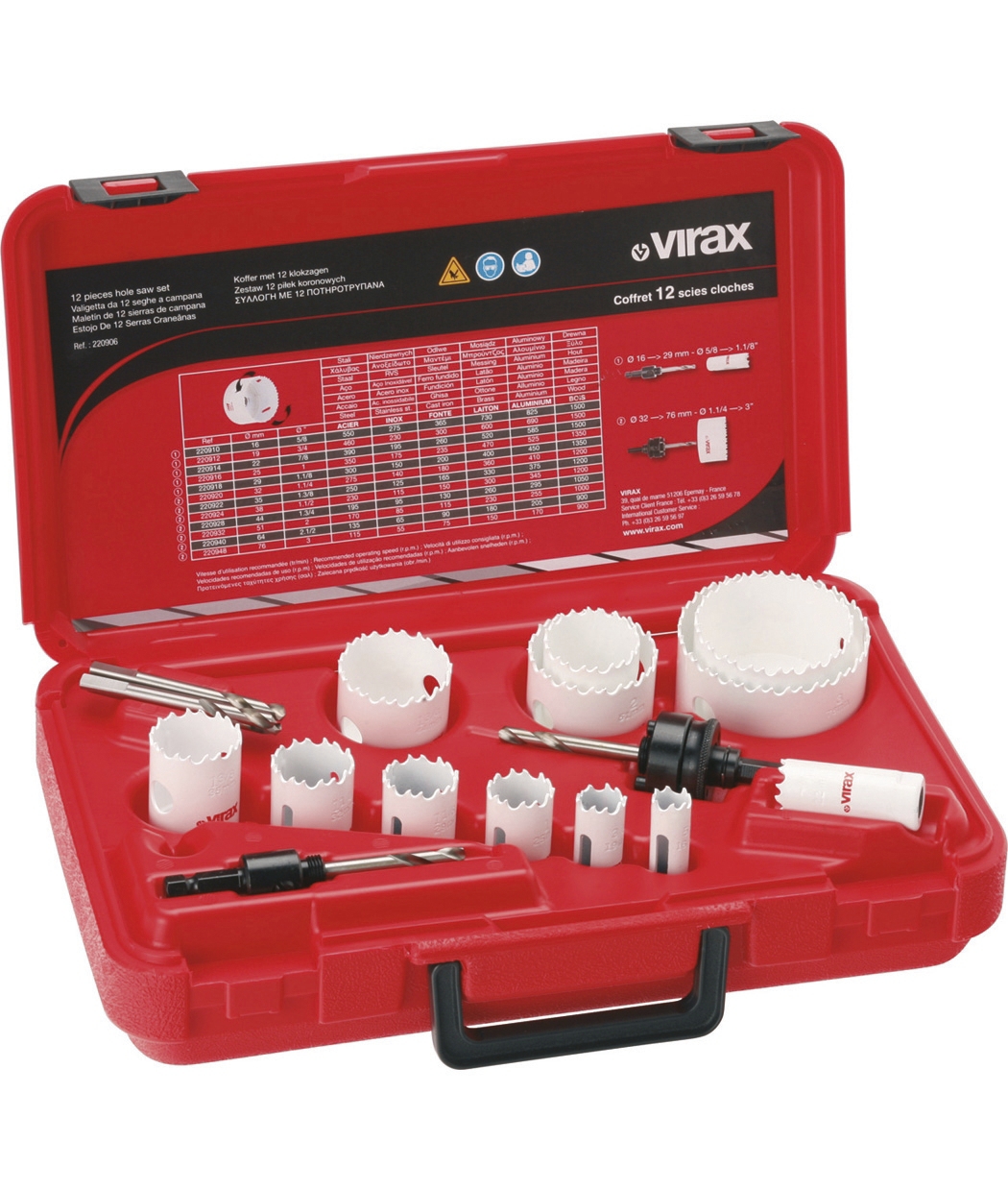 Coffret de scies cloches 16-76 mm Virax
