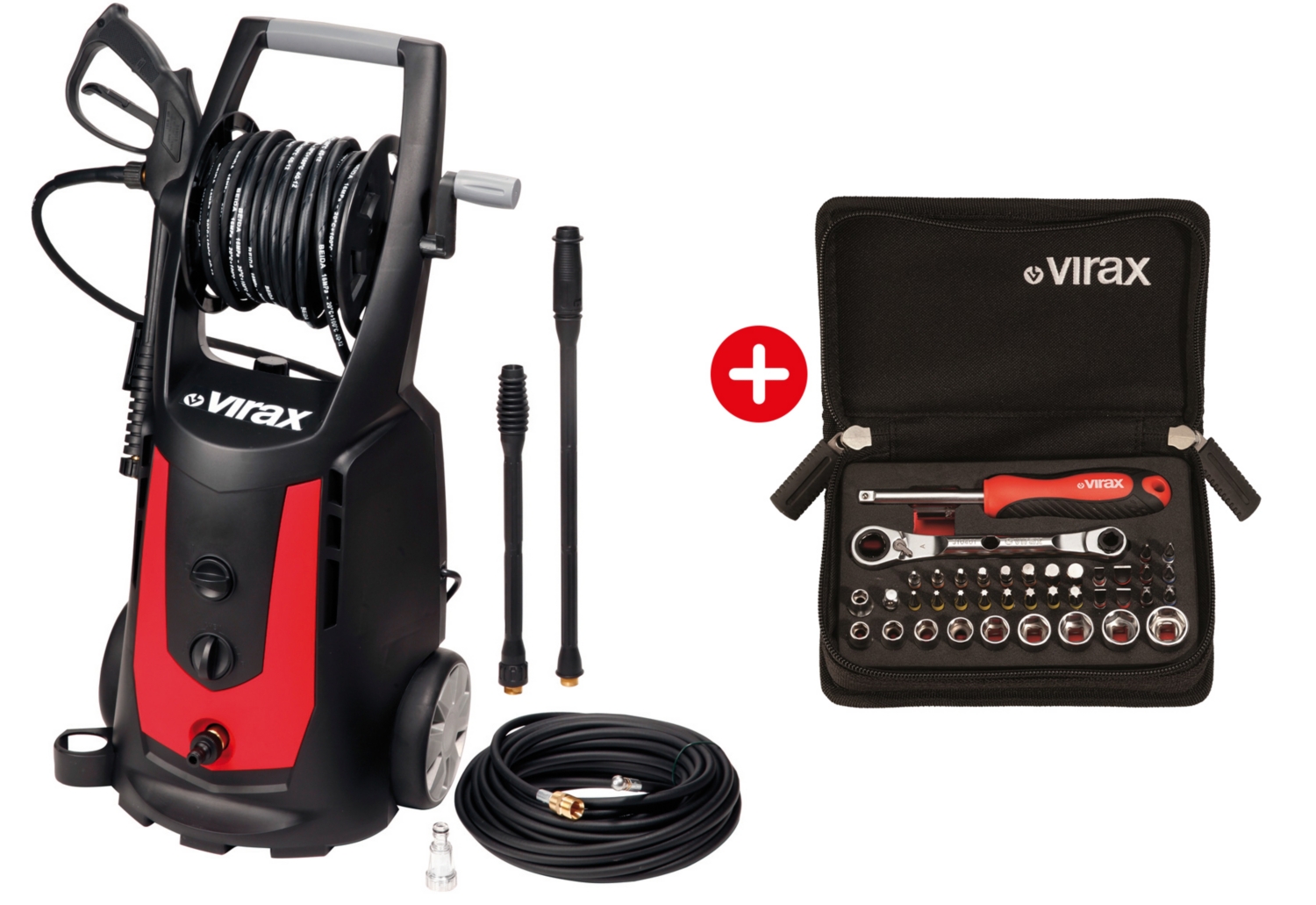 Nettoyeur-déboucheur haute pression Pro + Coffret 41 outils douilles et embouts Virax