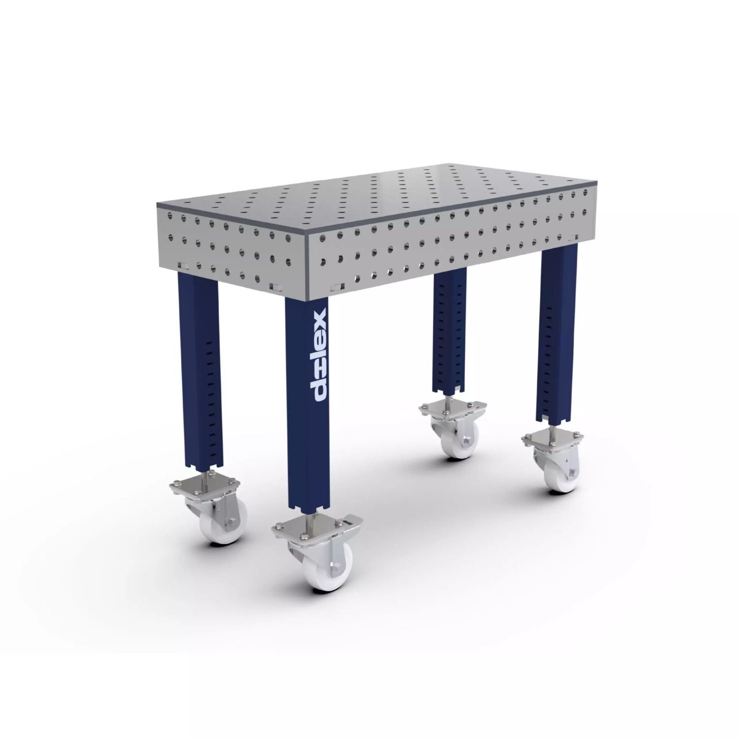 Table de soudure en acier brossé avec roulettes