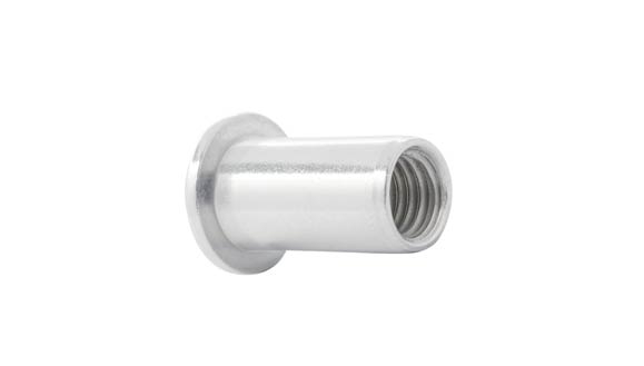 Écrous à sertir AFM cylindrique lisse à tête plate en aluminium