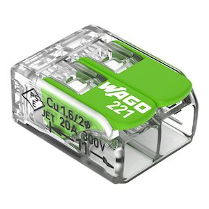 Boîte de bornes 221 gamme verte à levier souple et rigide Wago