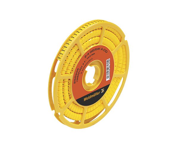 Repère fil et câble CLI C1-3 3 x 4,2 lettres sur fond jaune diamètre 2,5 à 5 mm² Weidmuller