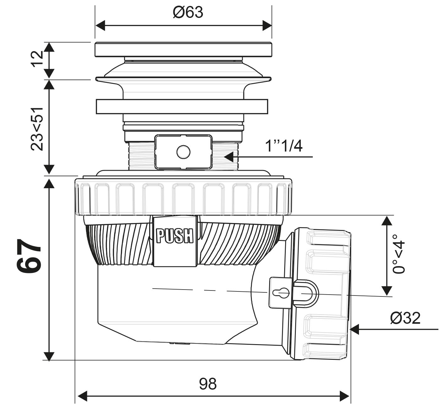 Combiné bonde et siphon lavabo Nano 6.7 30721241 Wirquin