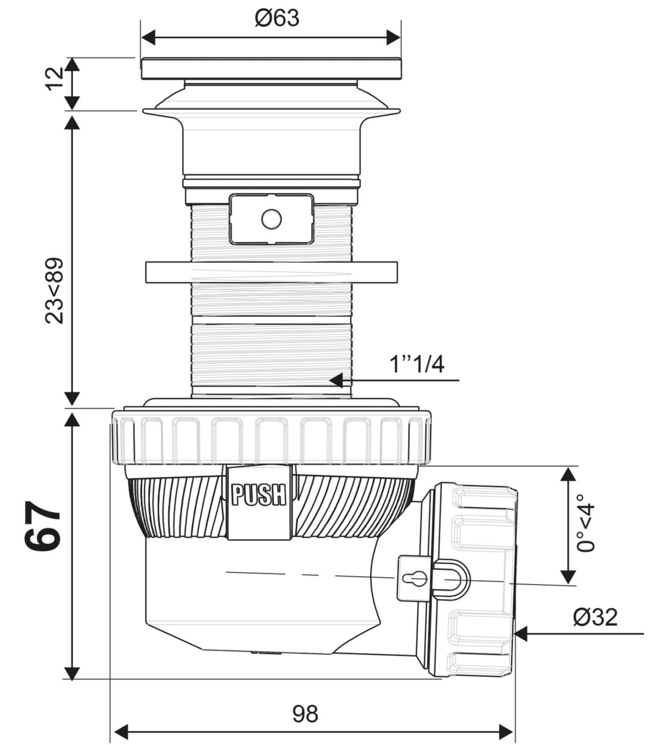 Combiné bonde et siphon lavabo Nano 6.7 avec bonde Ø 100 mm 30721244 Wirquin