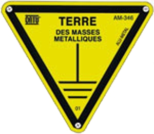 Affiche aluminium 100mm symbole Terre Masse Catu