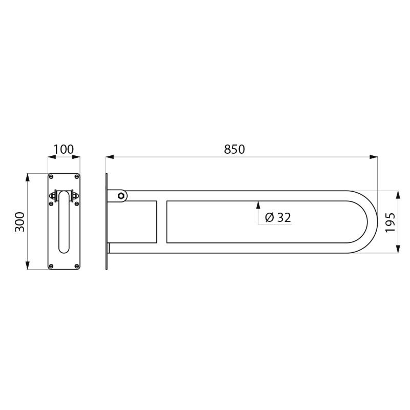 Barre d'appui rabattable Basic inox poli satiné 35164S Delabie