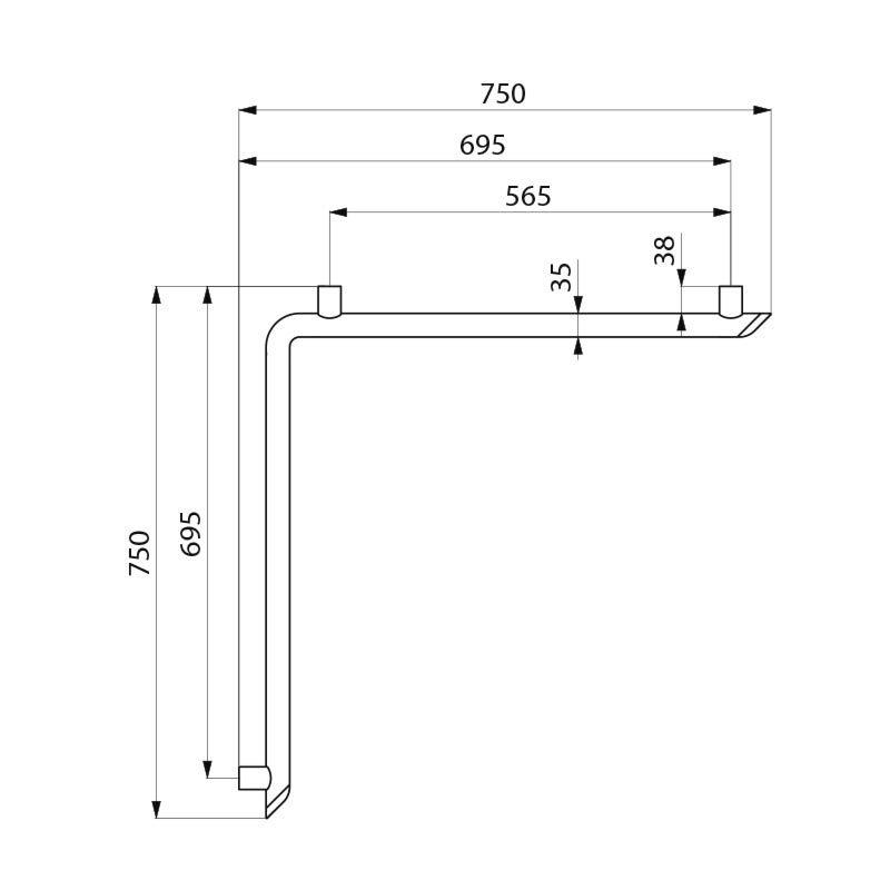 Barre d'appui d'angle intérieur 2 murs Be-Line® Delabie