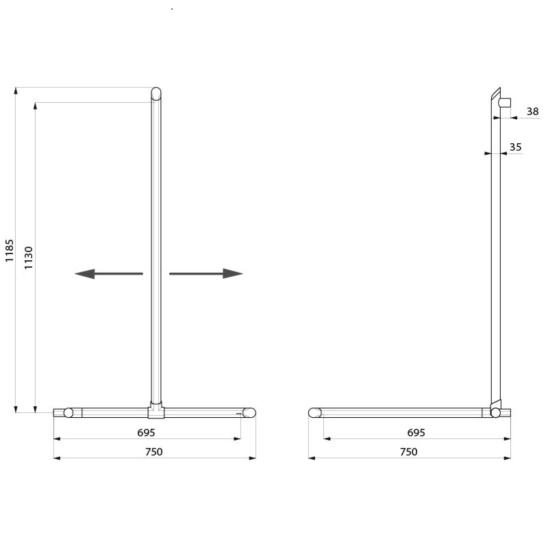 Barre de douche d'angle Be-Line® Delabie