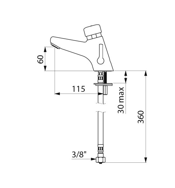 Mitigeur temporisé de lavabo sur plage à levier Tempomix 2 700400 Delabie