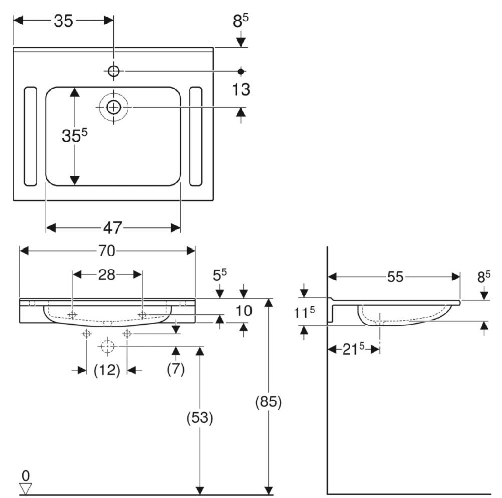 Lavabo Publica PMR et pour troubles de l'orientation 500.666.01.2 Geberit