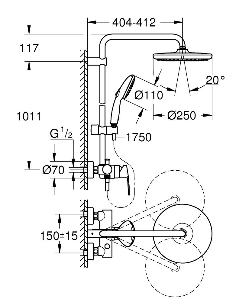 Colonne de douche mécanique Tempesta System 250 Grohe