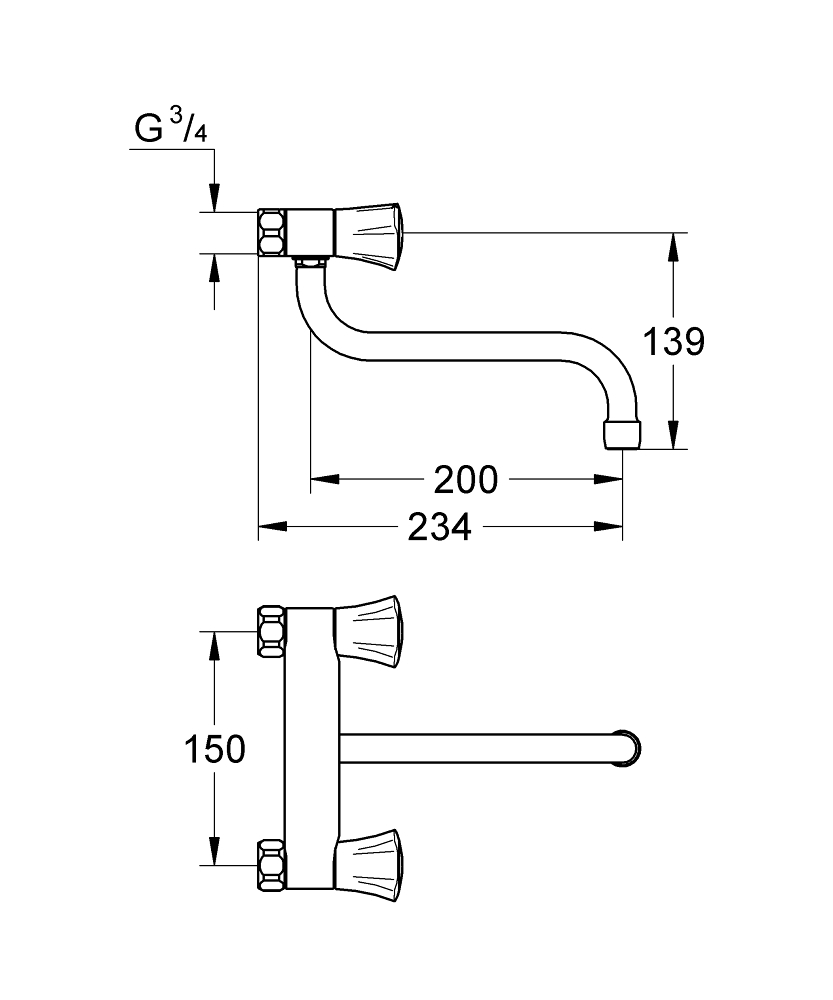 Mélangeur évier Costa L mural - Sans raccord 31182001 Grohe