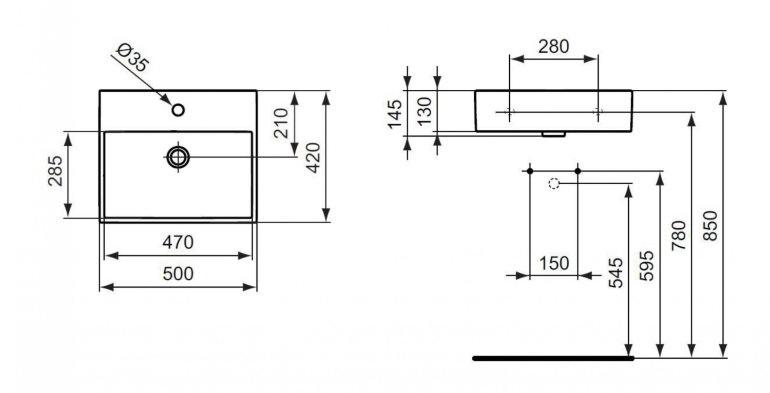 Plan vasque Strada Ideal Standard