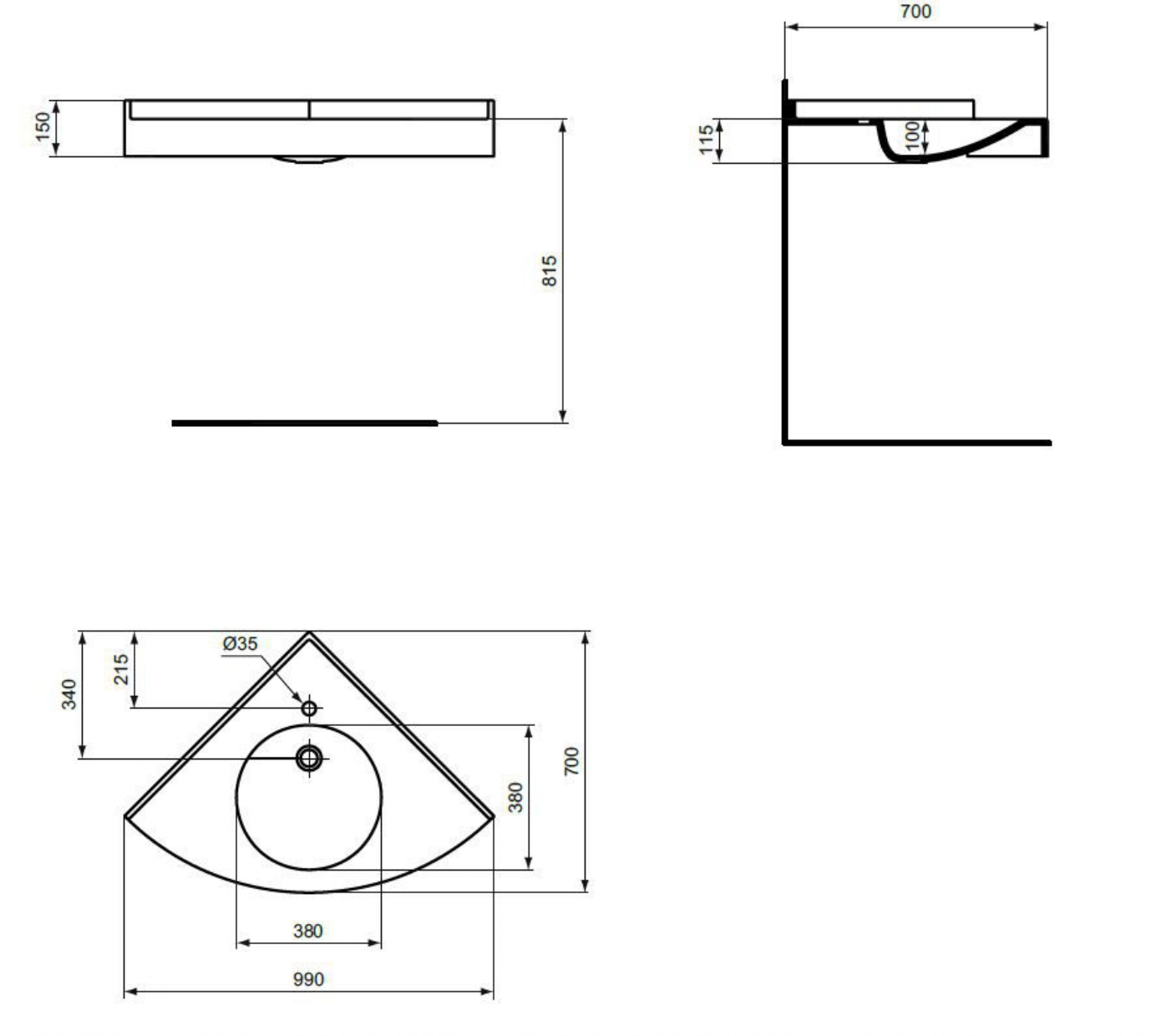 Lavabo d'angle Matura Ideal Standard