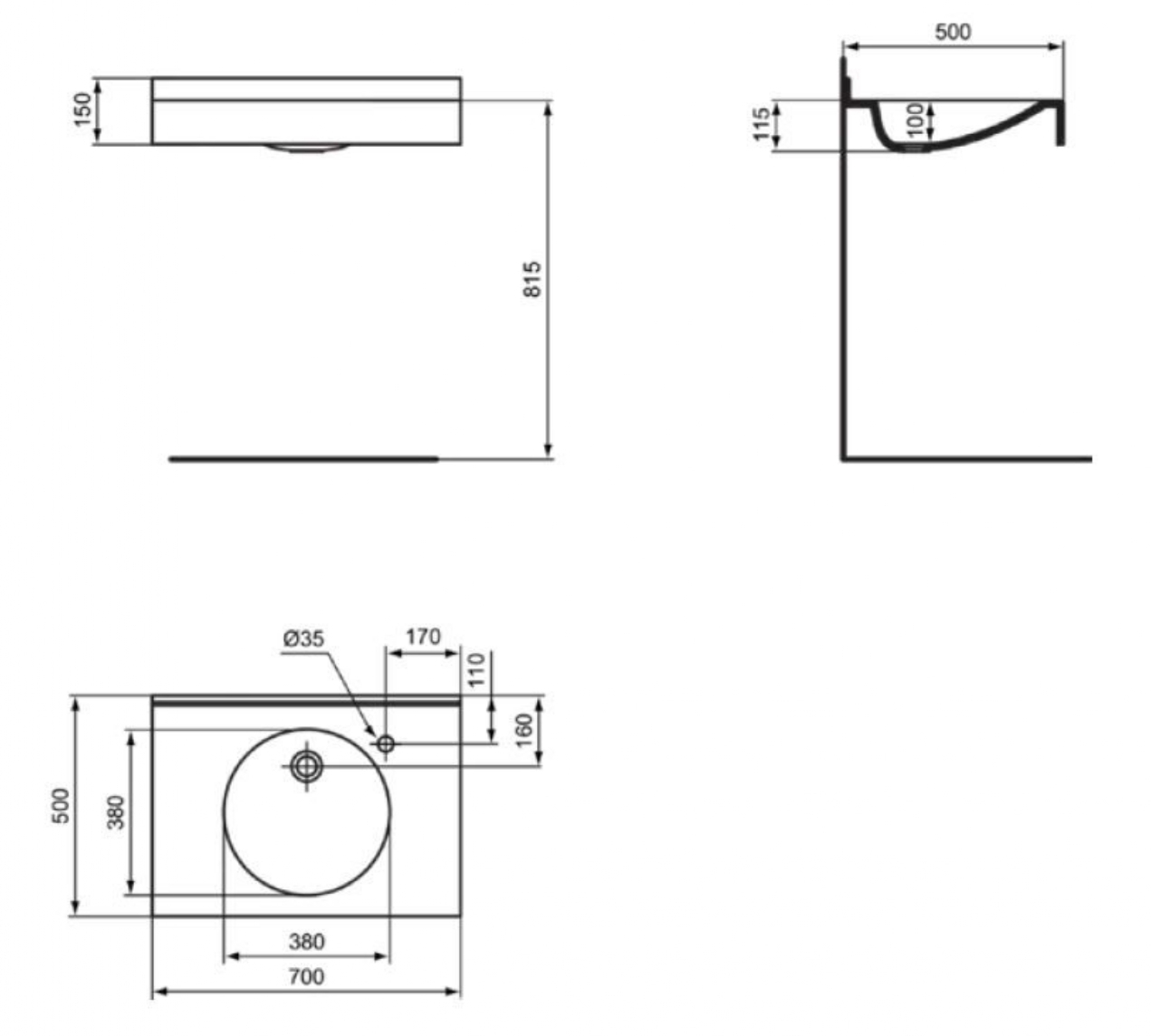 Lavabo PMR Matura - 70 cm Porcher