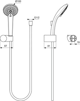 Garniture de douche Idealrain 3 jets B9456AA Ideal Standard
