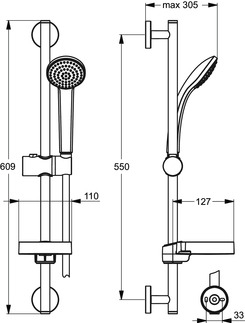 Barre de douche Idealrain 1 jet B9501AA Ideal Standard