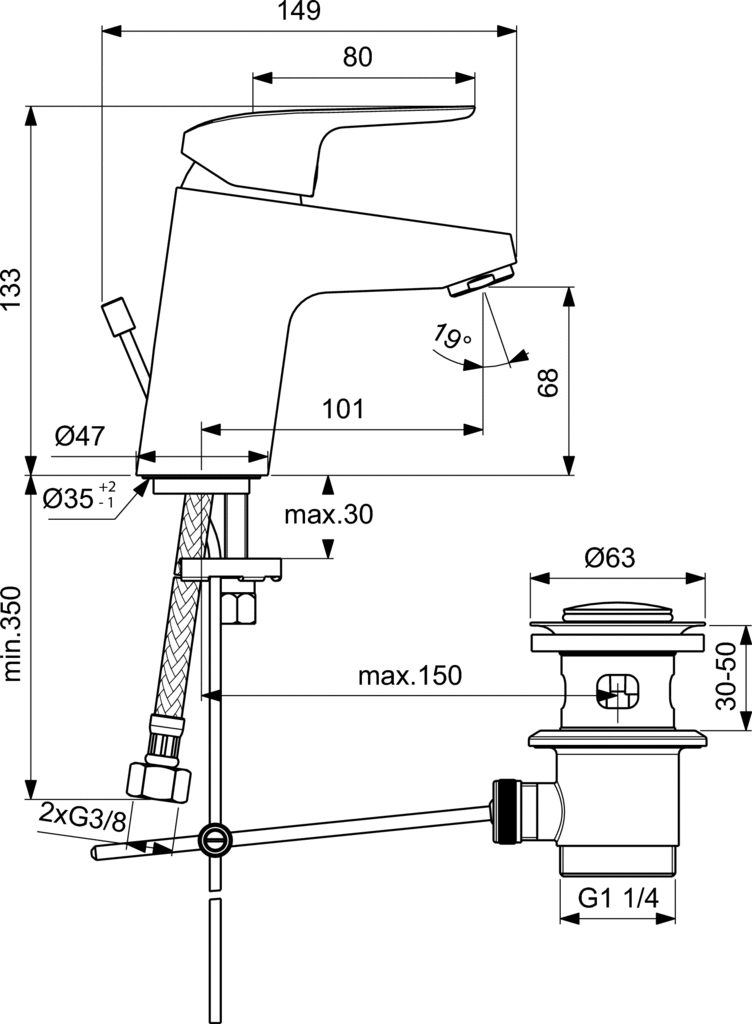 Mitigeur lavabo Okyris Ch2 D0570AA Porcher