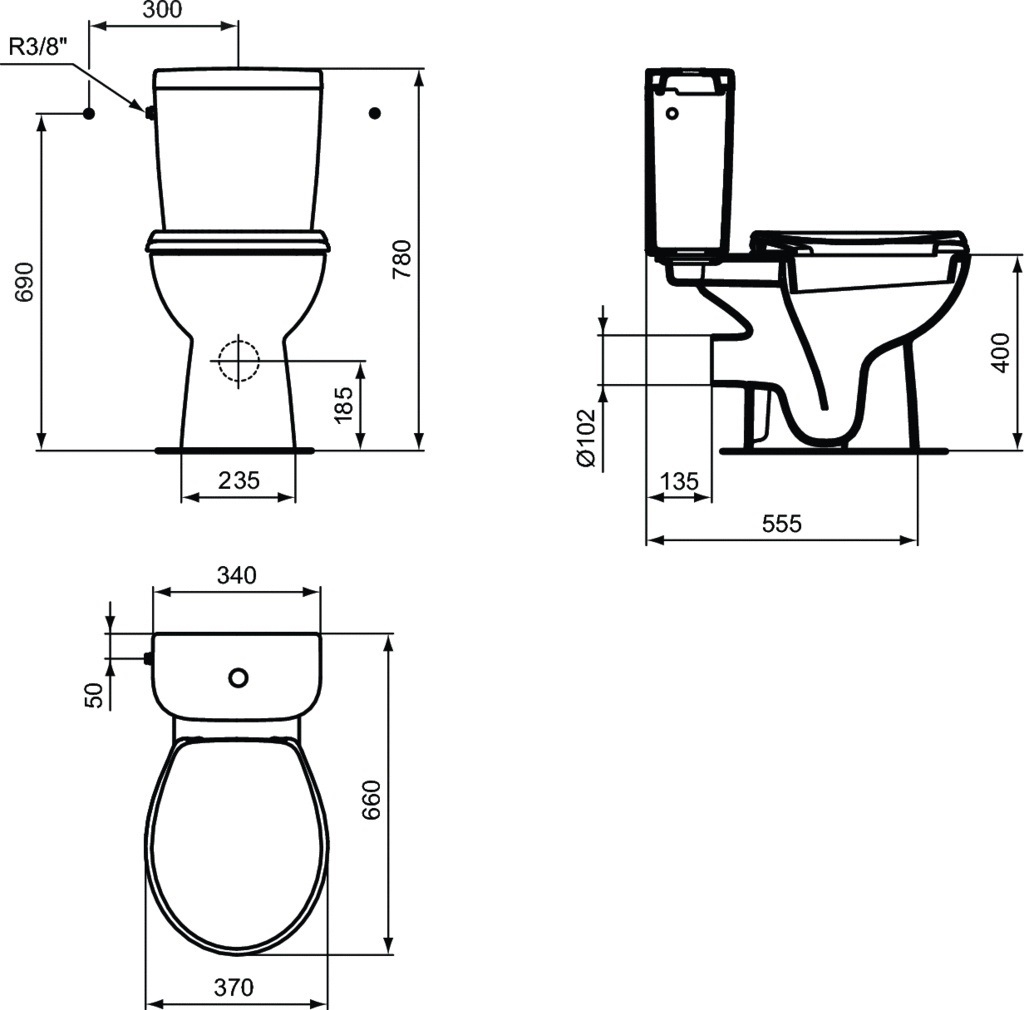 Pack WC à poser complet Hercule - Sortie horizontale E300601 Porcher