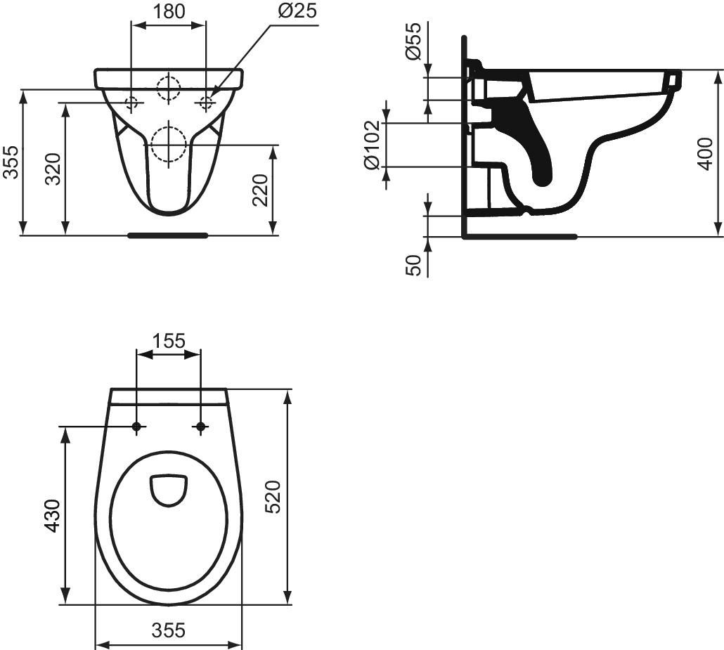 Pack cuvette WC suspendue Noé Porcher